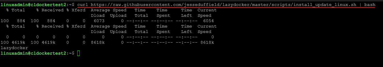 Curling down the install.sh script