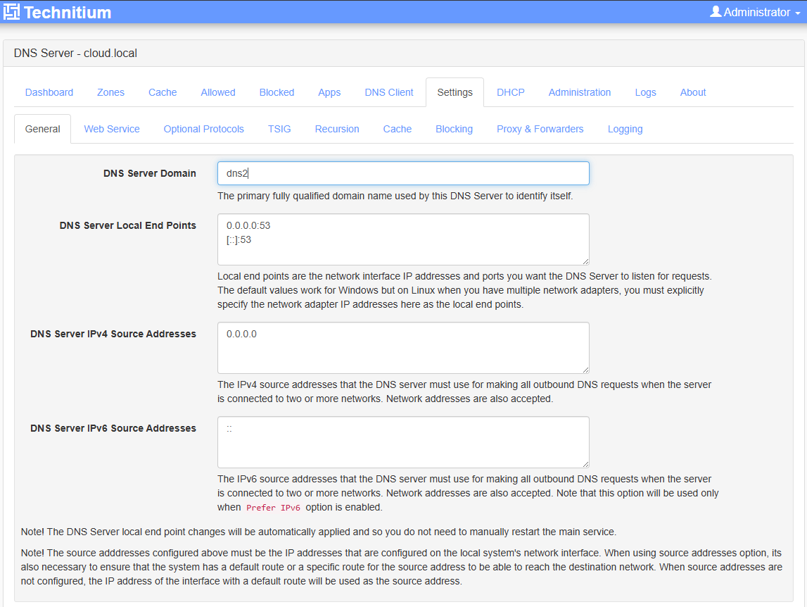 Changing the name of the second technitium dns server