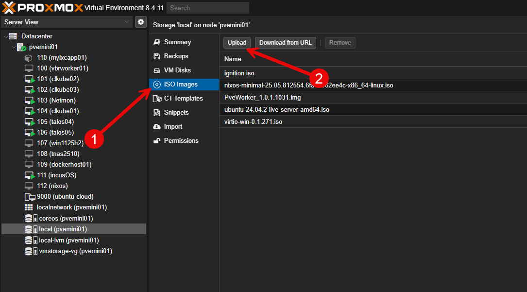 Choosing iso storage and upload