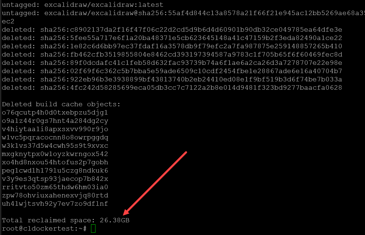 Docker cleanup using docker system prune command