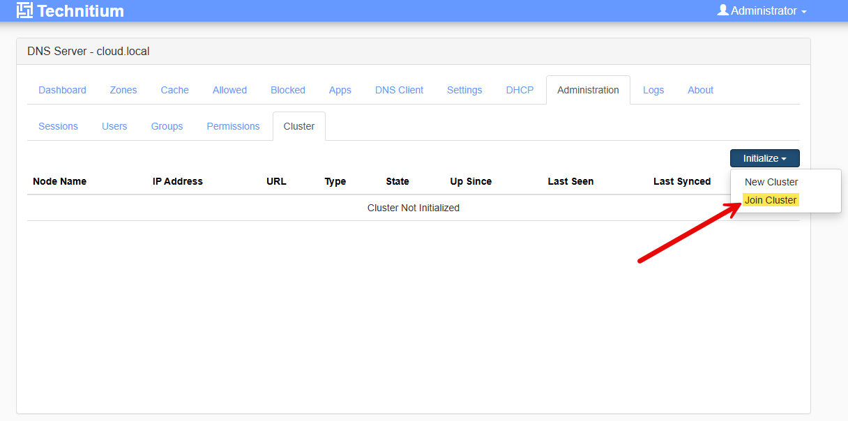 Joining the cluster on the second node