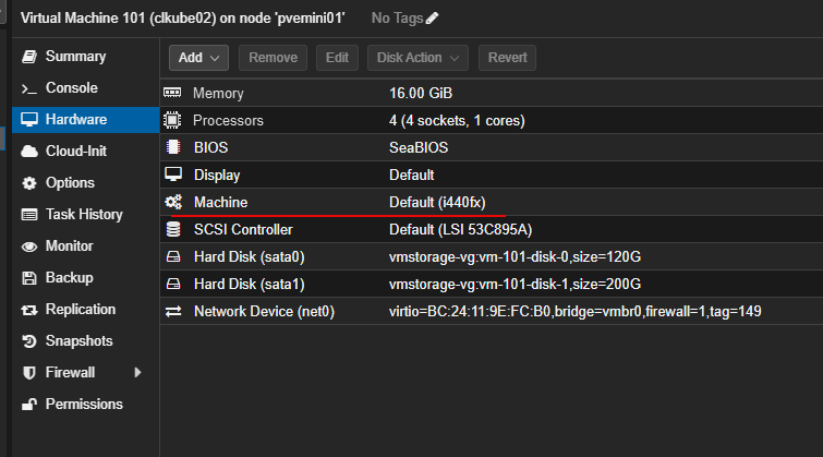Proxmox hardware machine defaults