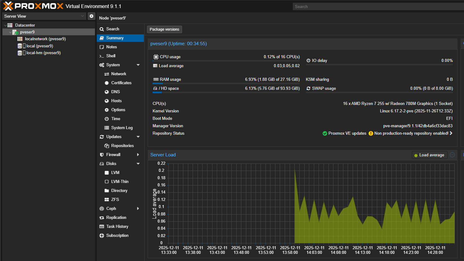 Proxmox ve 9.1 is a great home lab hypervisor