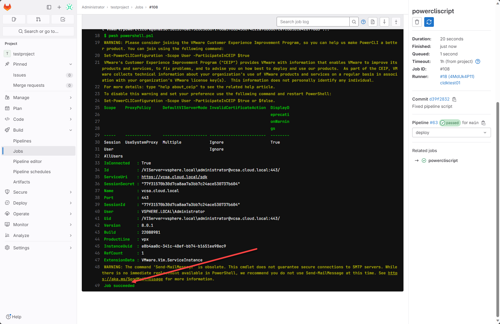 Running a cicd pipeline in gitlab
