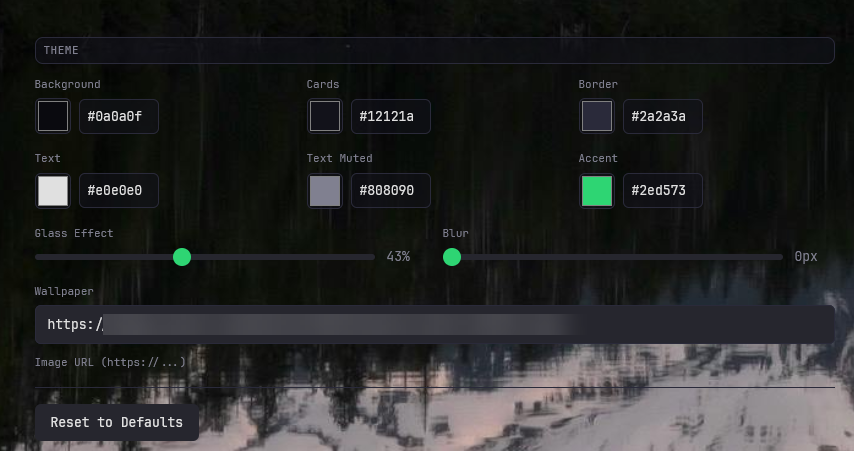 Theme settings for deq