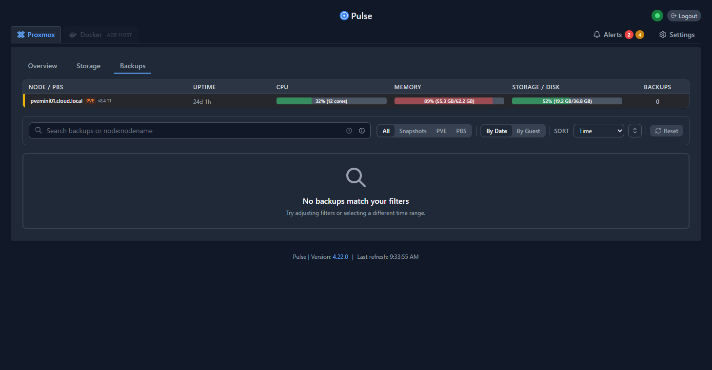 Viewing proxmox backups for a specific host