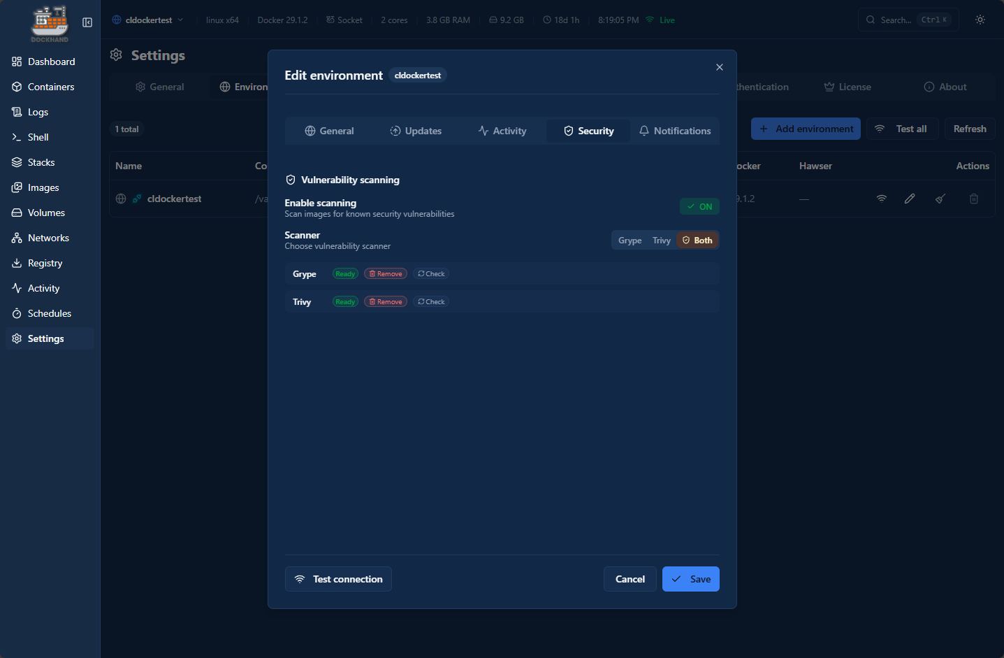 After pulling down the security container images