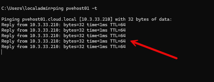 Verifying connectivity after setting up the lacp lag in proxmox
