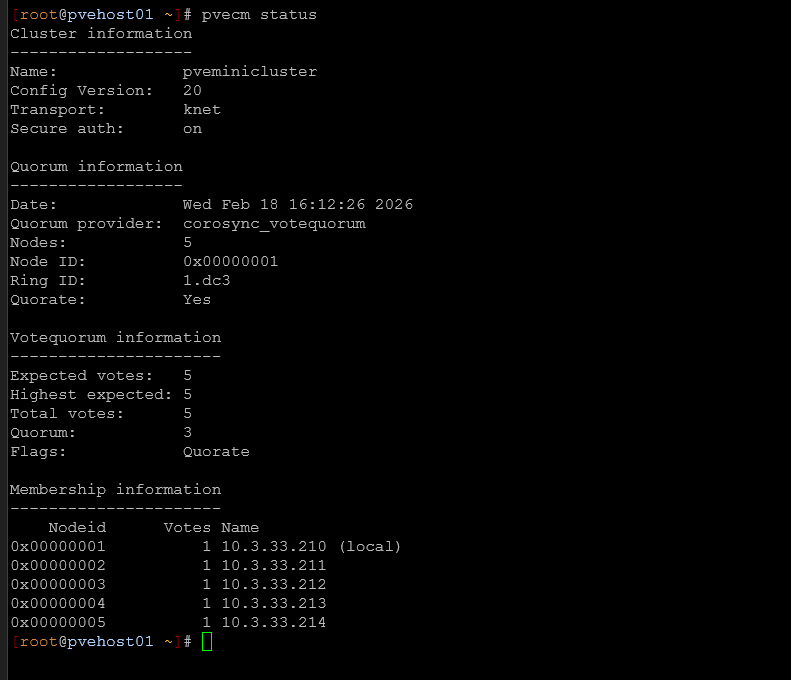 Checking quorum status in a proxmox cluster