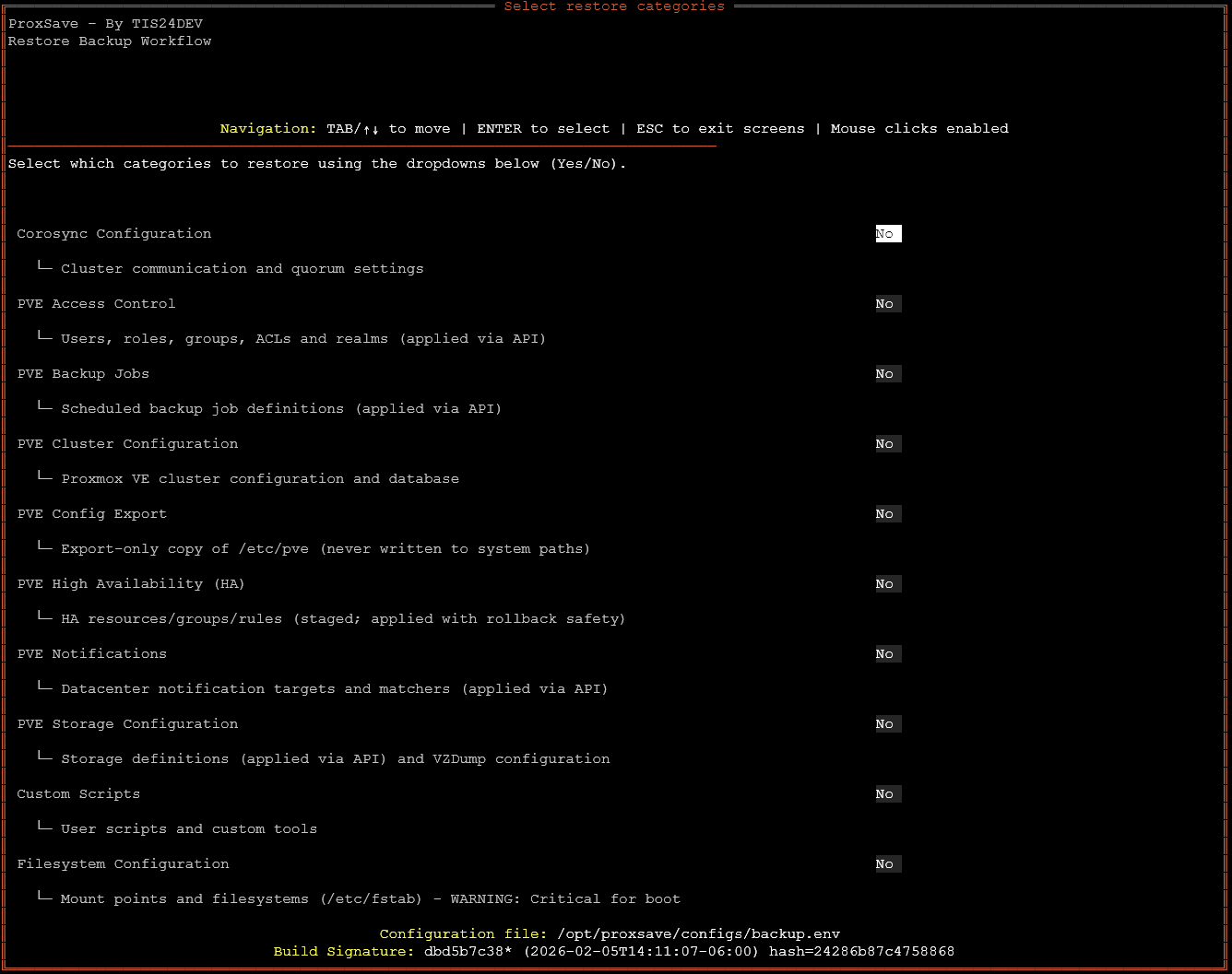 Choosing a custom restore configuration