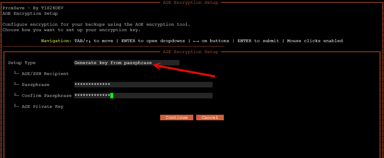 Generating a backup encryption key from a passphrase