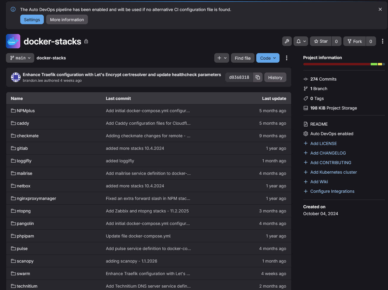 Gitlab provides my self hosted git solution for the home lab in 2026