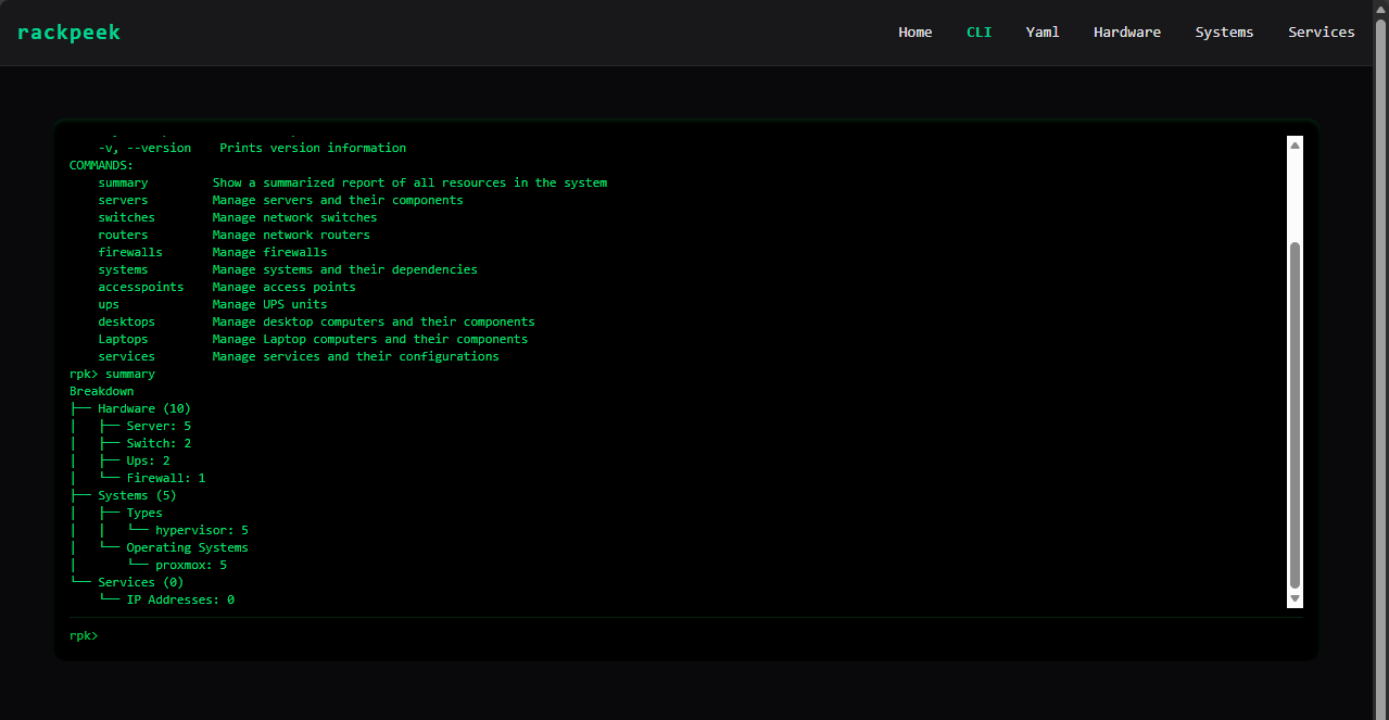 Rackpeek documentation tool