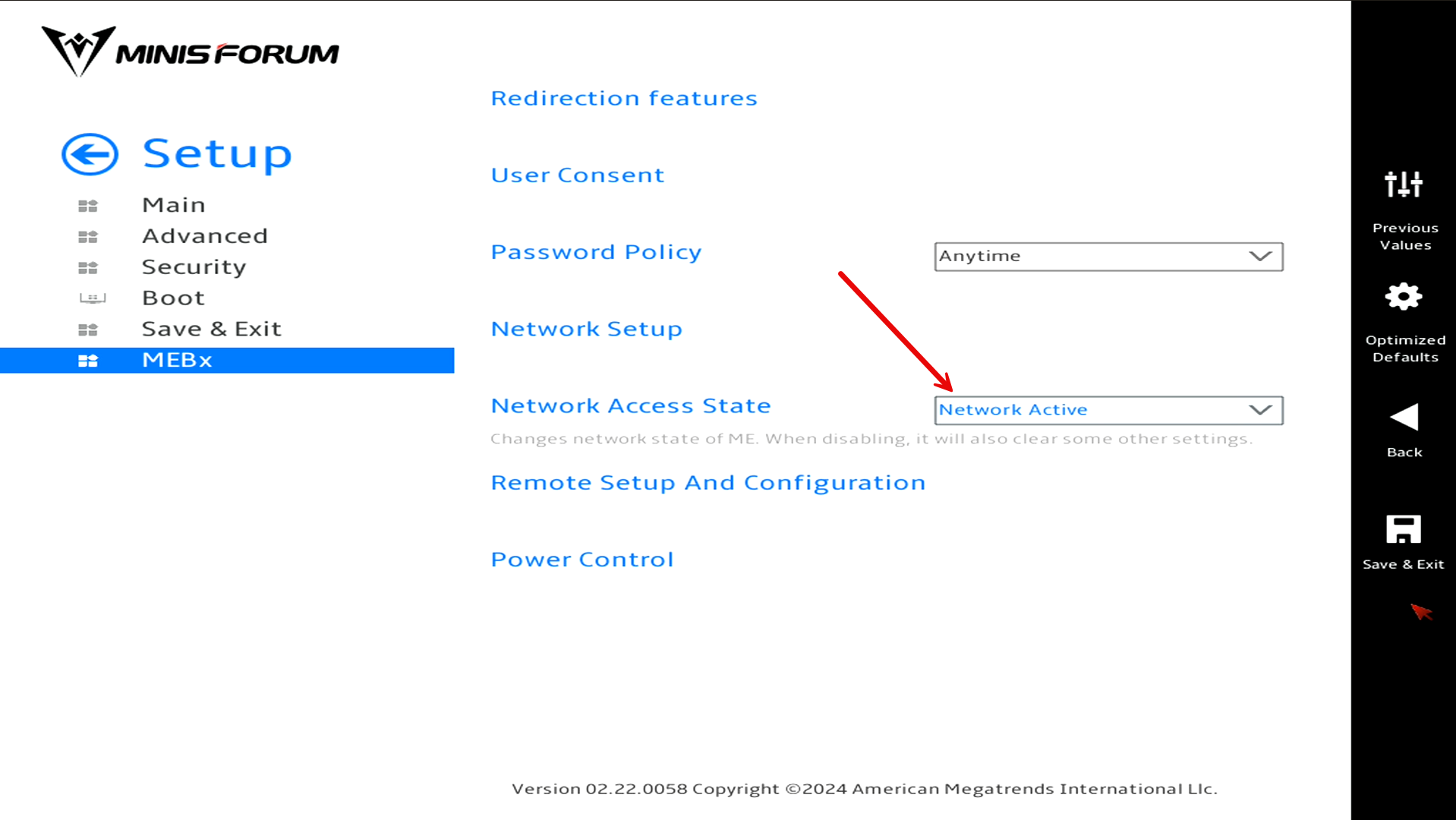 Set the network access state to active