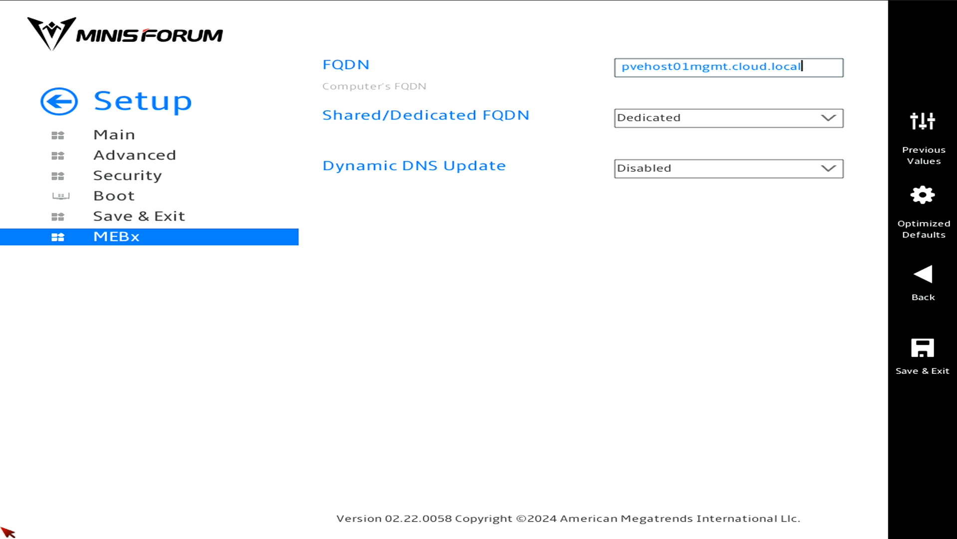 Setting the network name for the intel vpro amt mebx