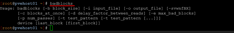 Badblocks command to identify bad blocks