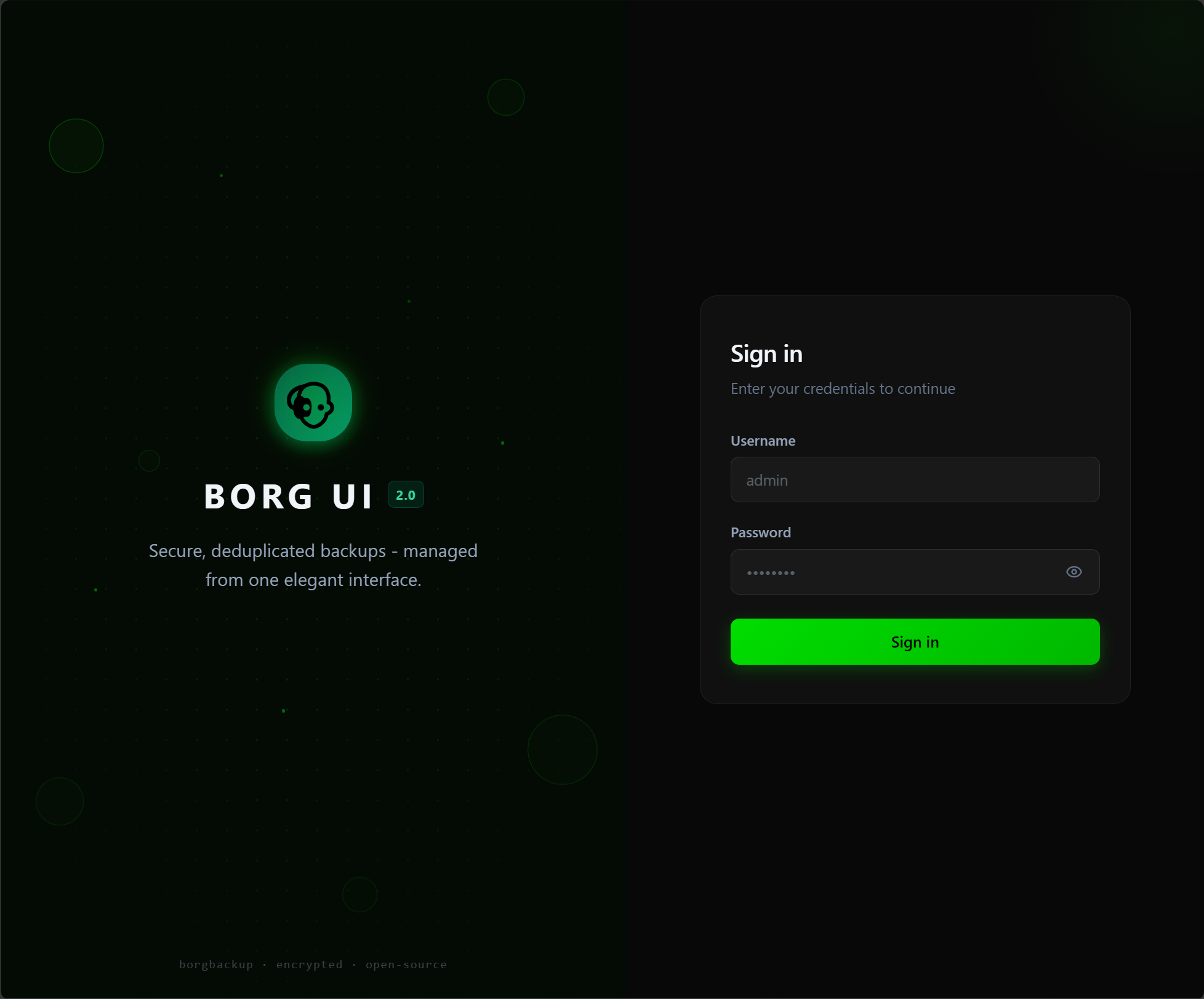 Borg ui login