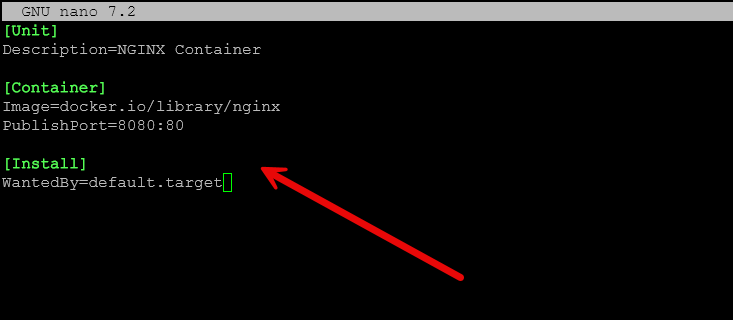 Creating the quadlet file to run nginx container