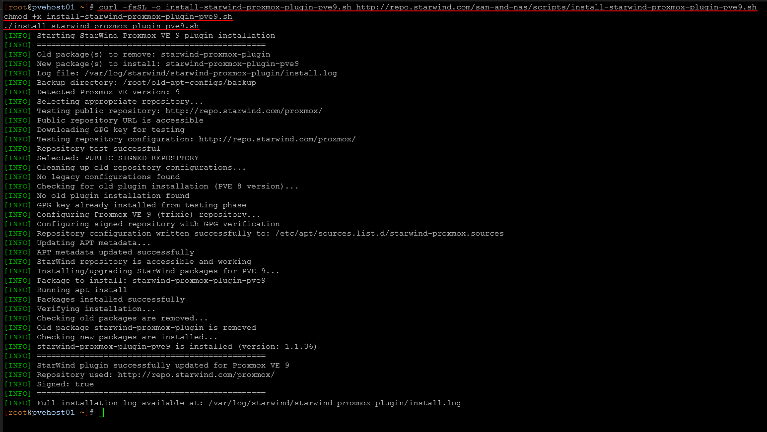 Installing the starwind proxmox integration plugin for iscsi
