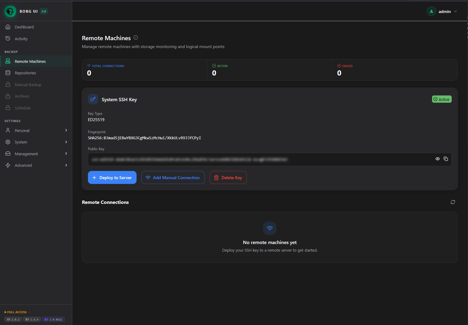 New key generated and ready to setup with remotes