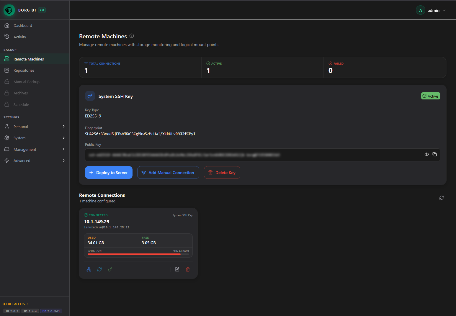 Remote connection to a server is made and ready