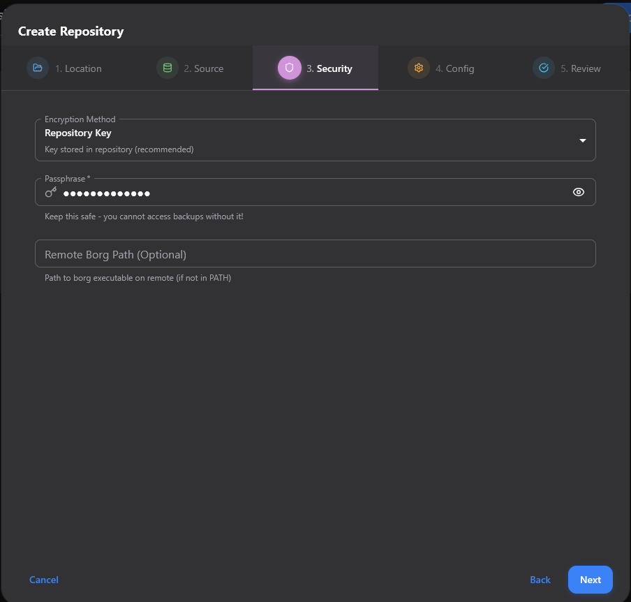 Setting up the repository encryption key