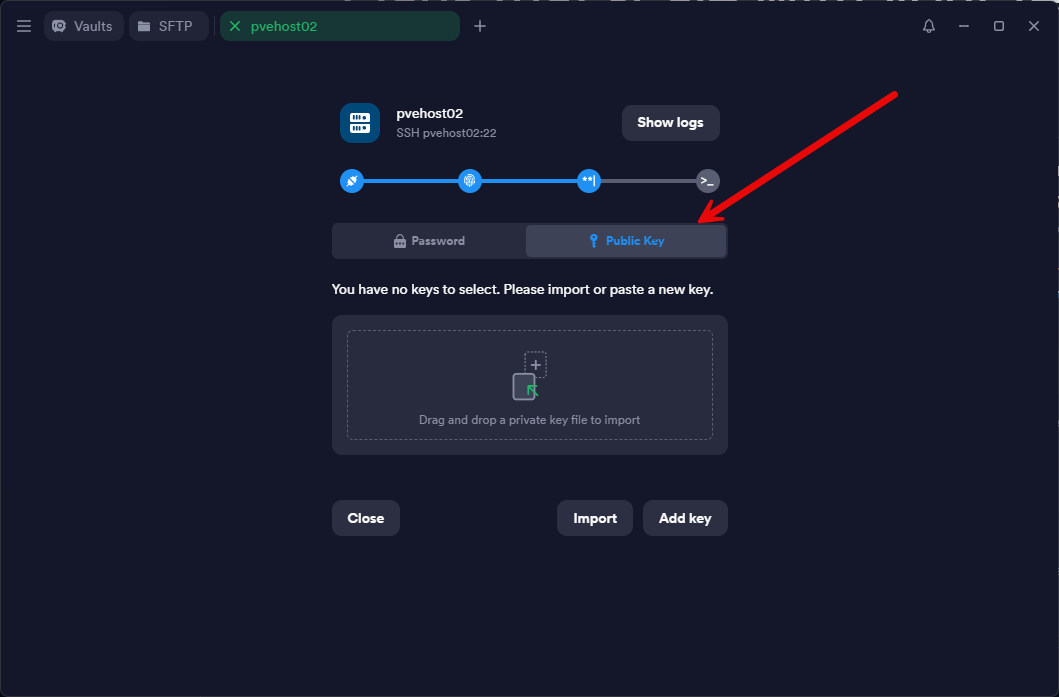Authenticating in termius using public key authentication