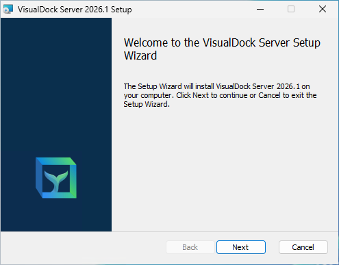 Beginning the installation of visualdock server