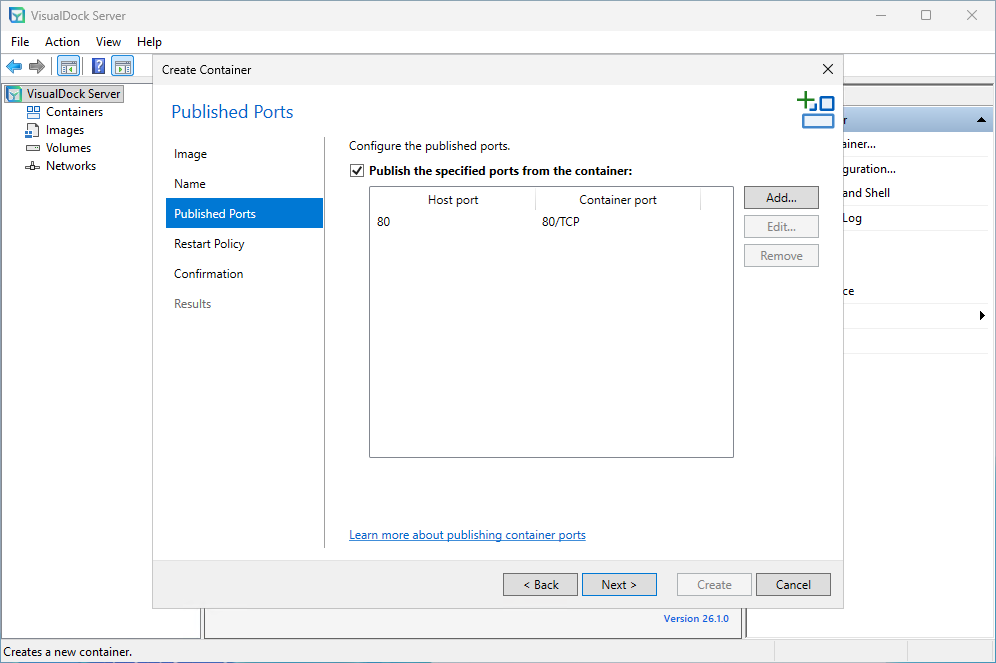 Configuring published ports