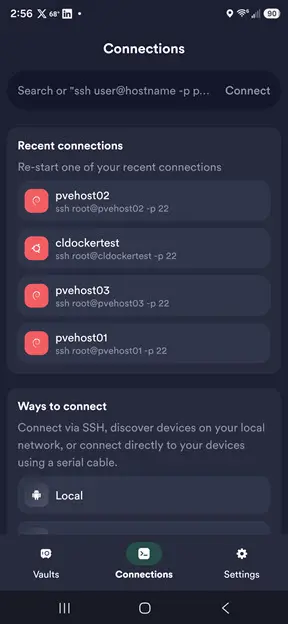 Mobile version of termius app