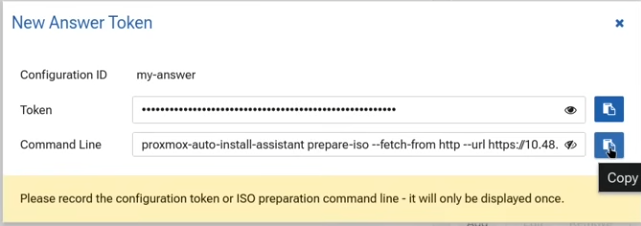 New answer token with the automated install in proxmox datacenter manager 1.1