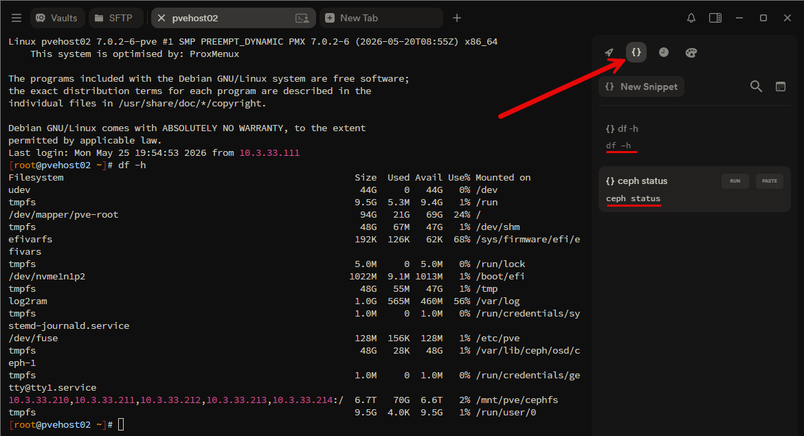 Saving and running snippets