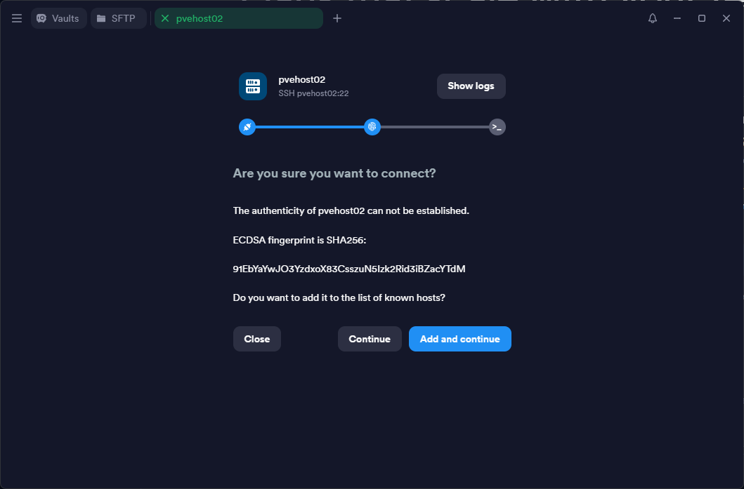 Verifying the authenticity of the ssh target in termius