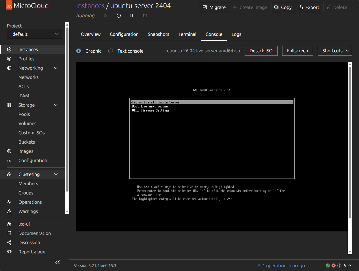 Booting ubuntu server 26.04 installation in microcloud