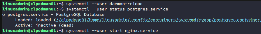 Bringing the podman services up