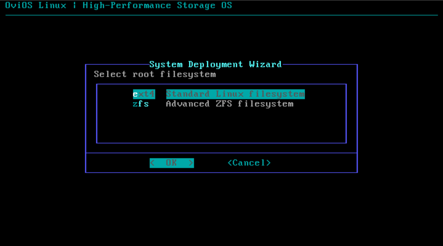Choose your root filesysystem