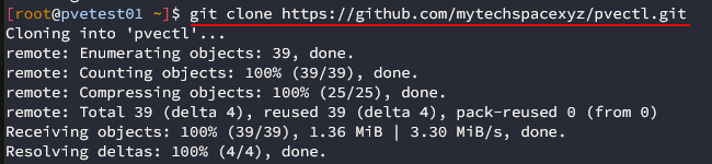 Cloning down the git repo for pvectl