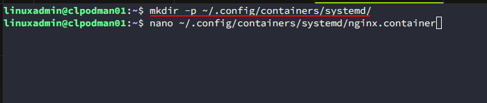 Creating the non root user directory
