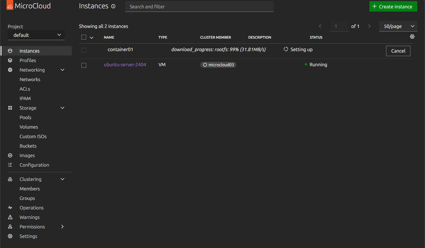 Downloading new container image in microcloud