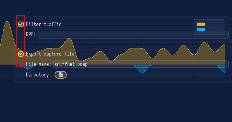 Filtering and exporting capabilities with sniffnet