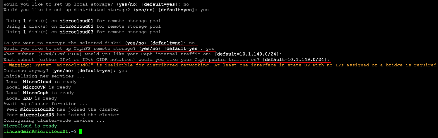 Finishing out the microcloud installation