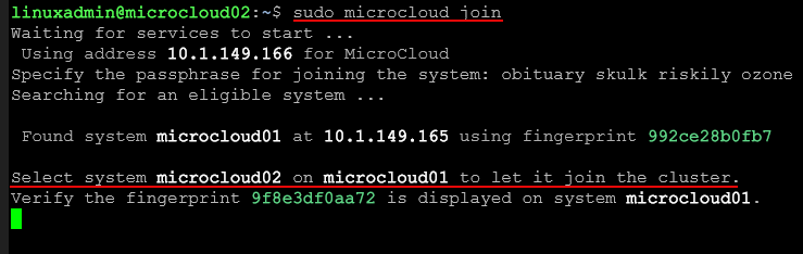 Joining additional nodes to microcloud