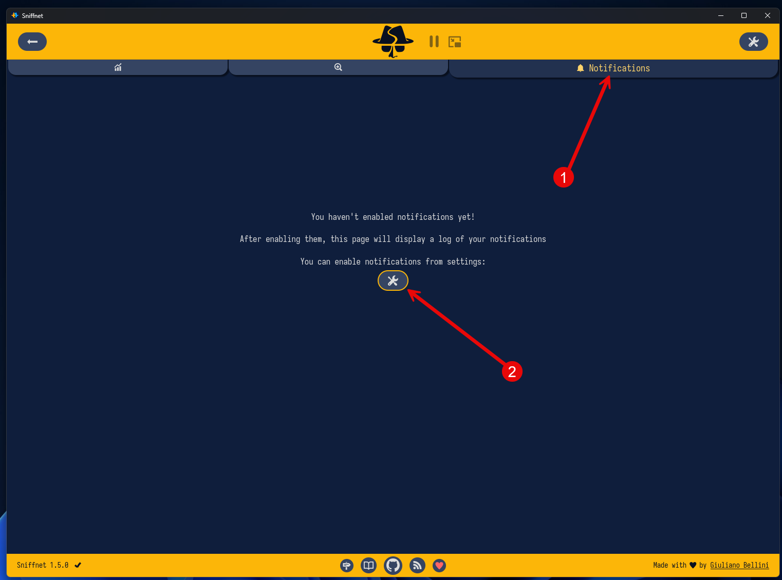 Notifications and alerting found in sniffnet