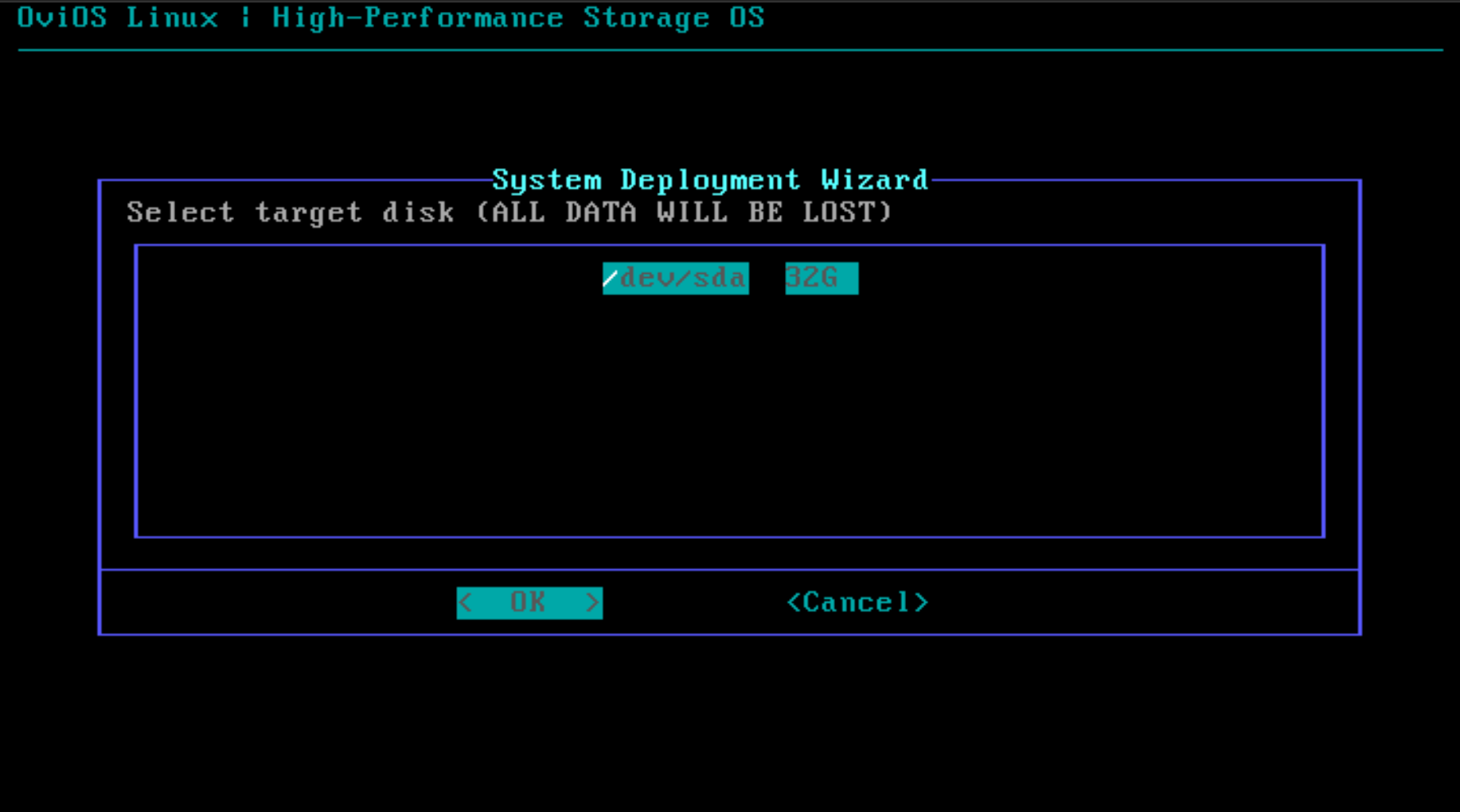 Select target disk for the partitions and installation