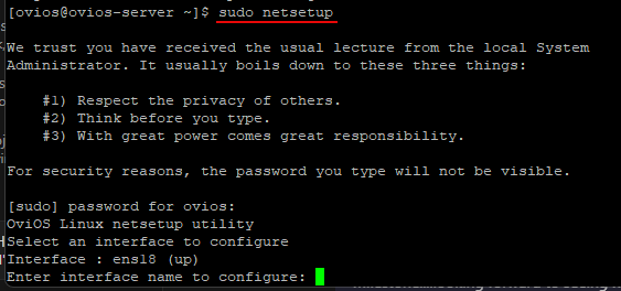 Sudo netsetup