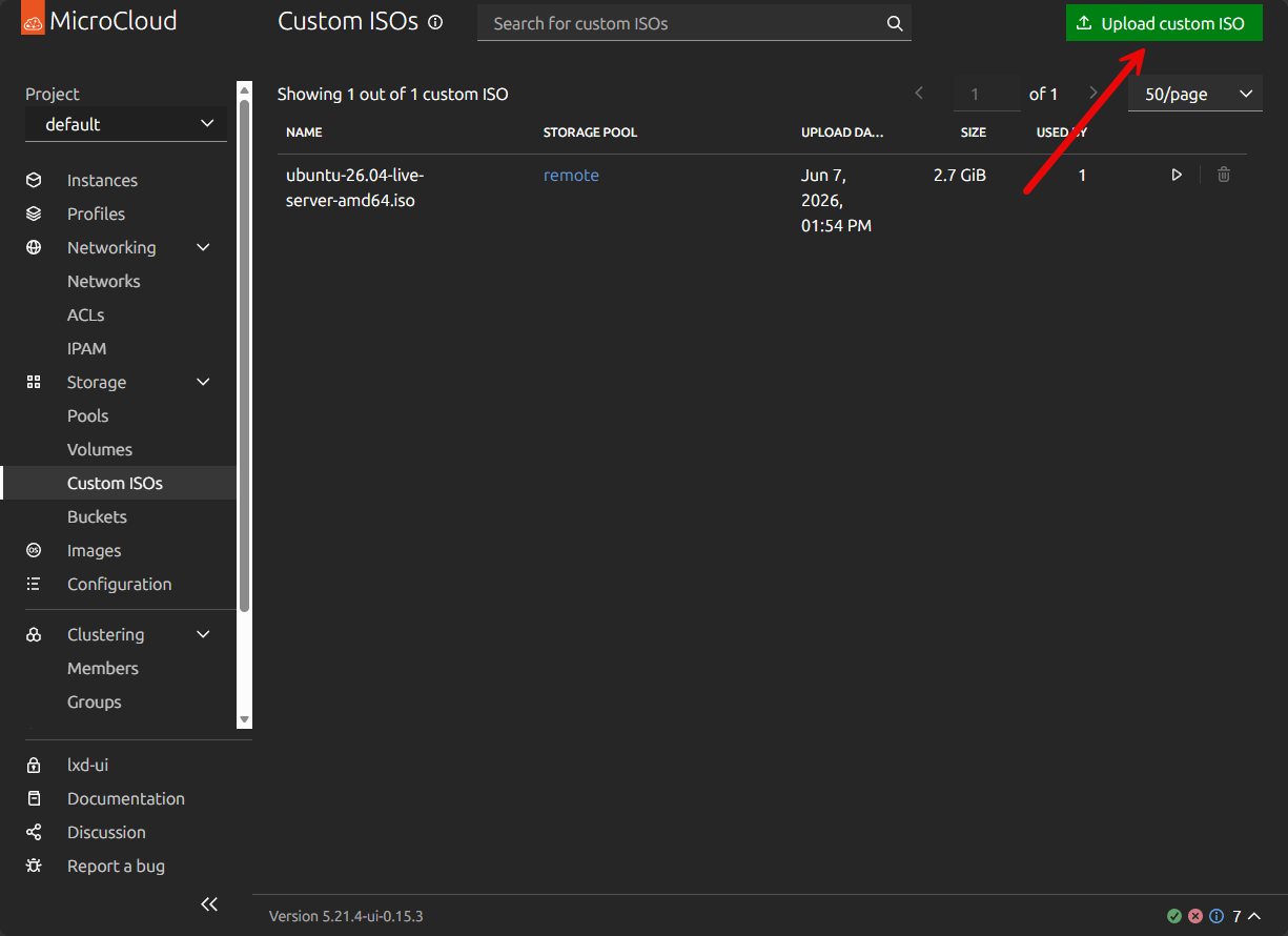 Uploading custom isos to microcloud