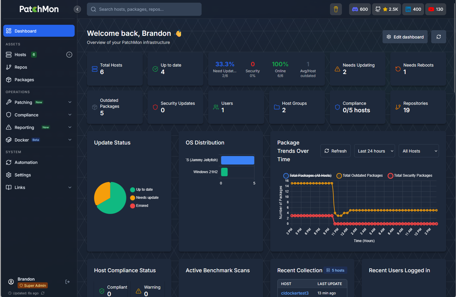 Viewing patchmon in the home lab