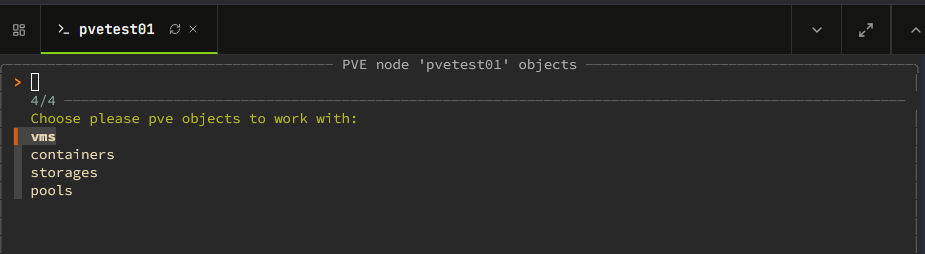 Viewing pve node objects with pvectl tui