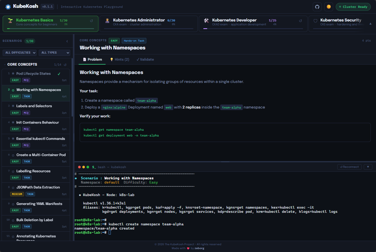 Working with namespace and deployments