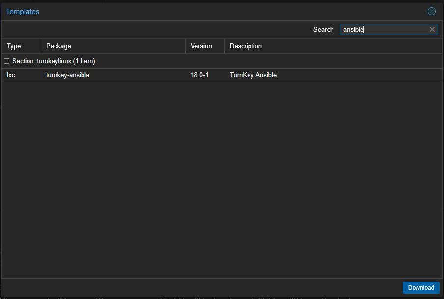 Ansible turnkey lxc image in proxmox